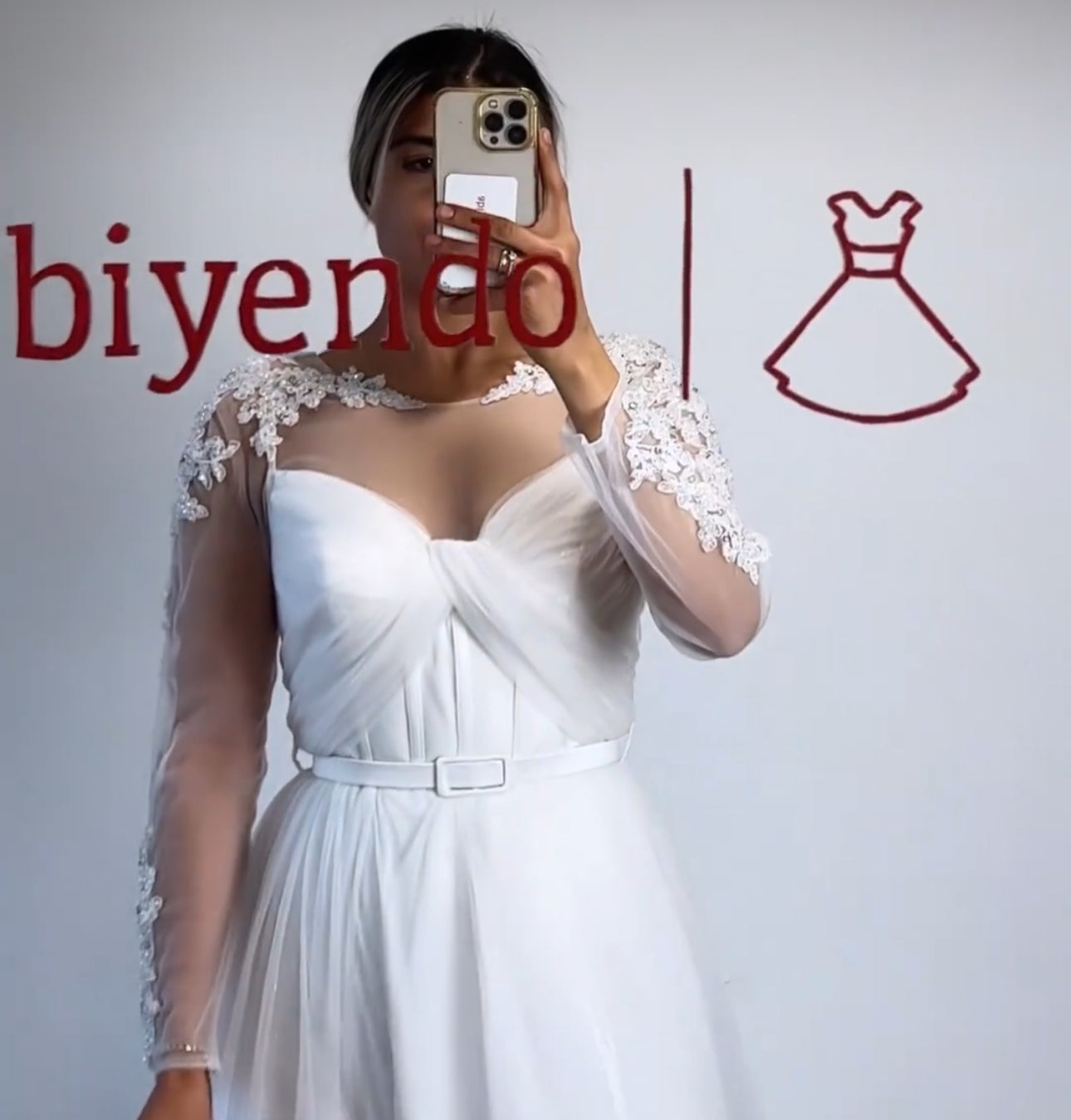 Tüllkleid Maxi mit Spitzenapplikationen