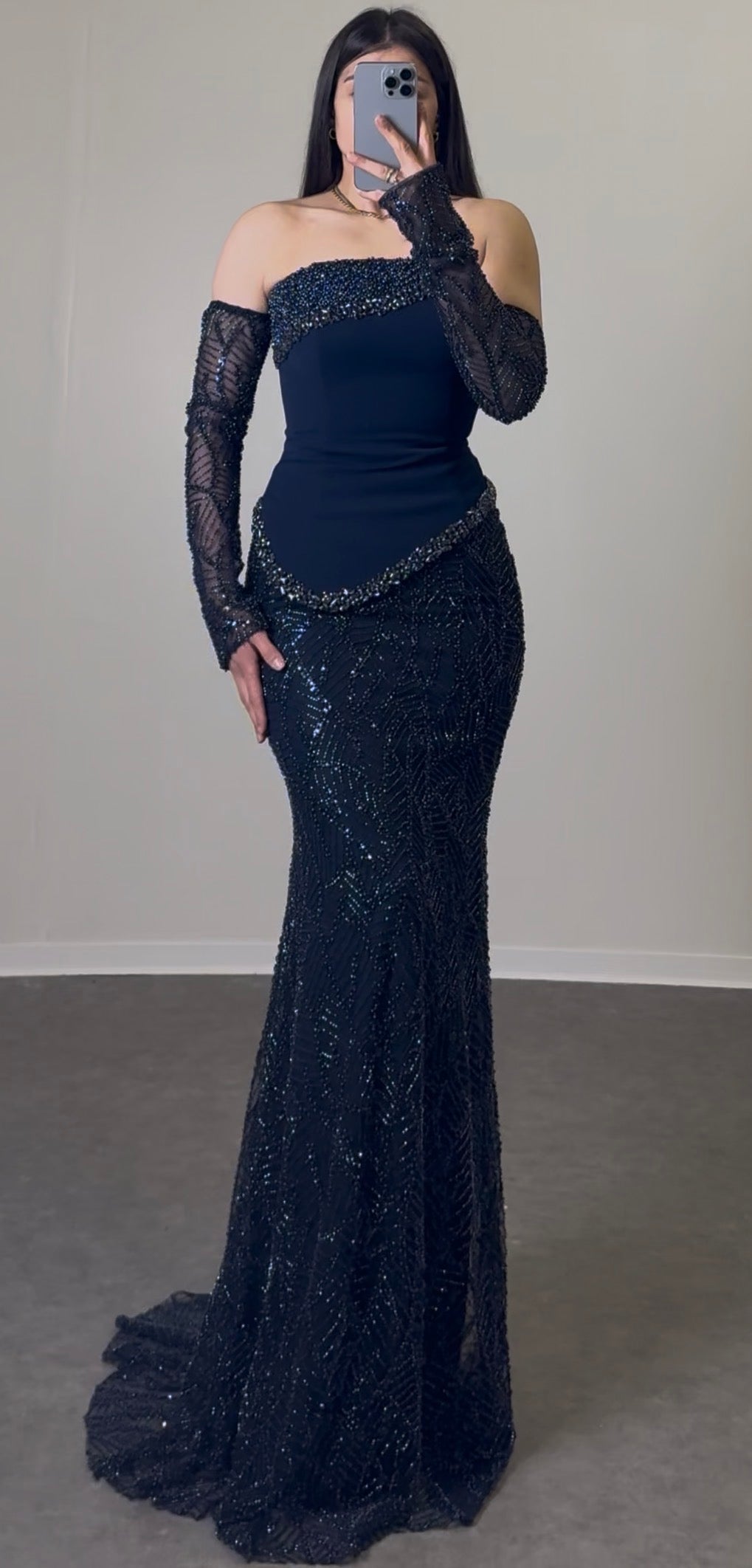 Off-Shoulder Maxikleid