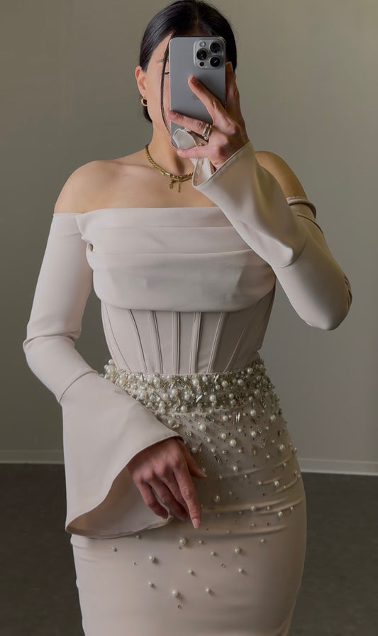 Off-Shoulder Langarmkleid