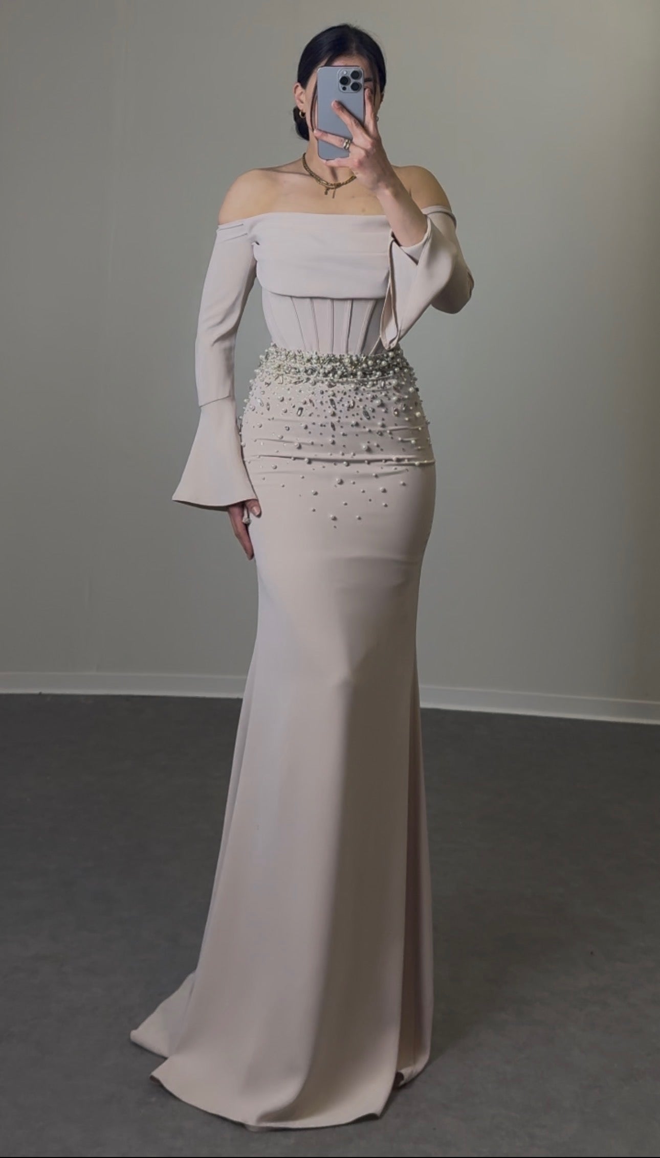 Off-Shoulder Langarmkleid