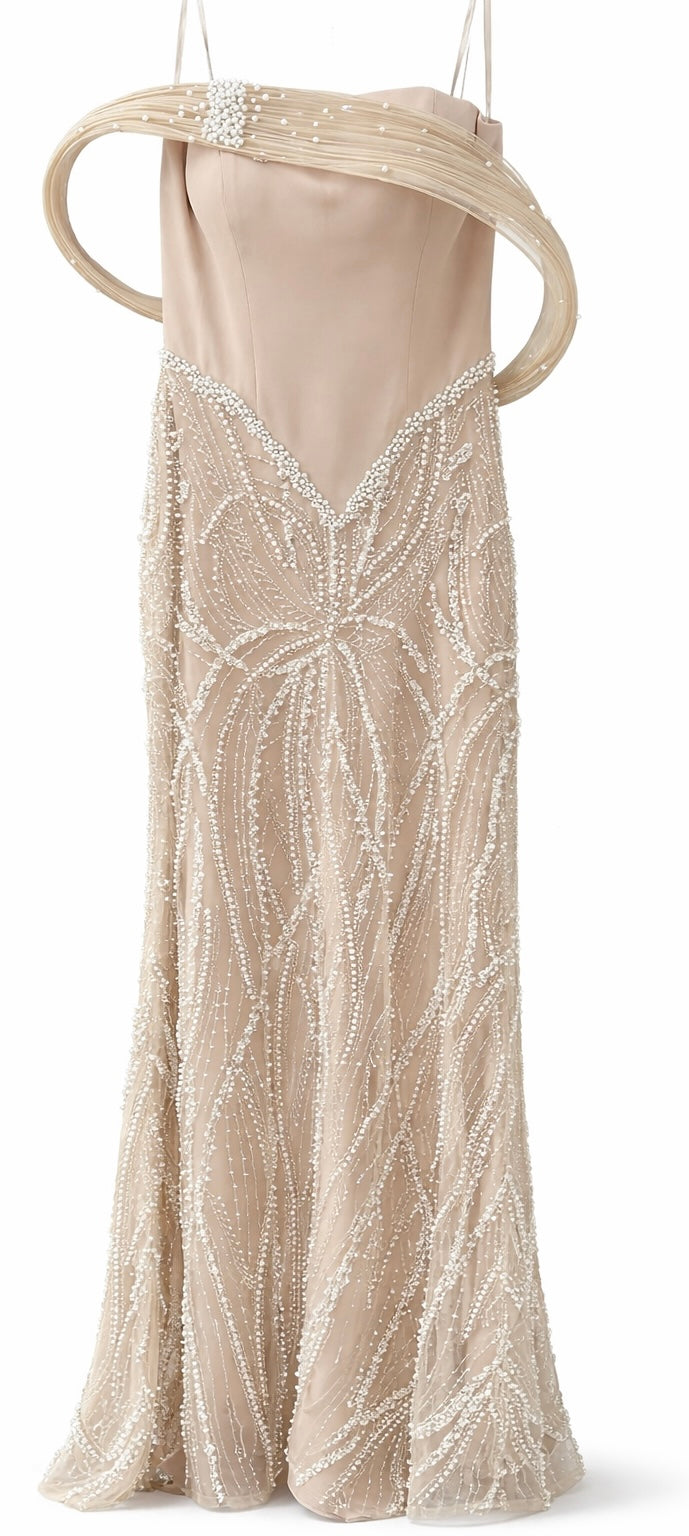 Off-Shoulder Kleid mit Perlendetails