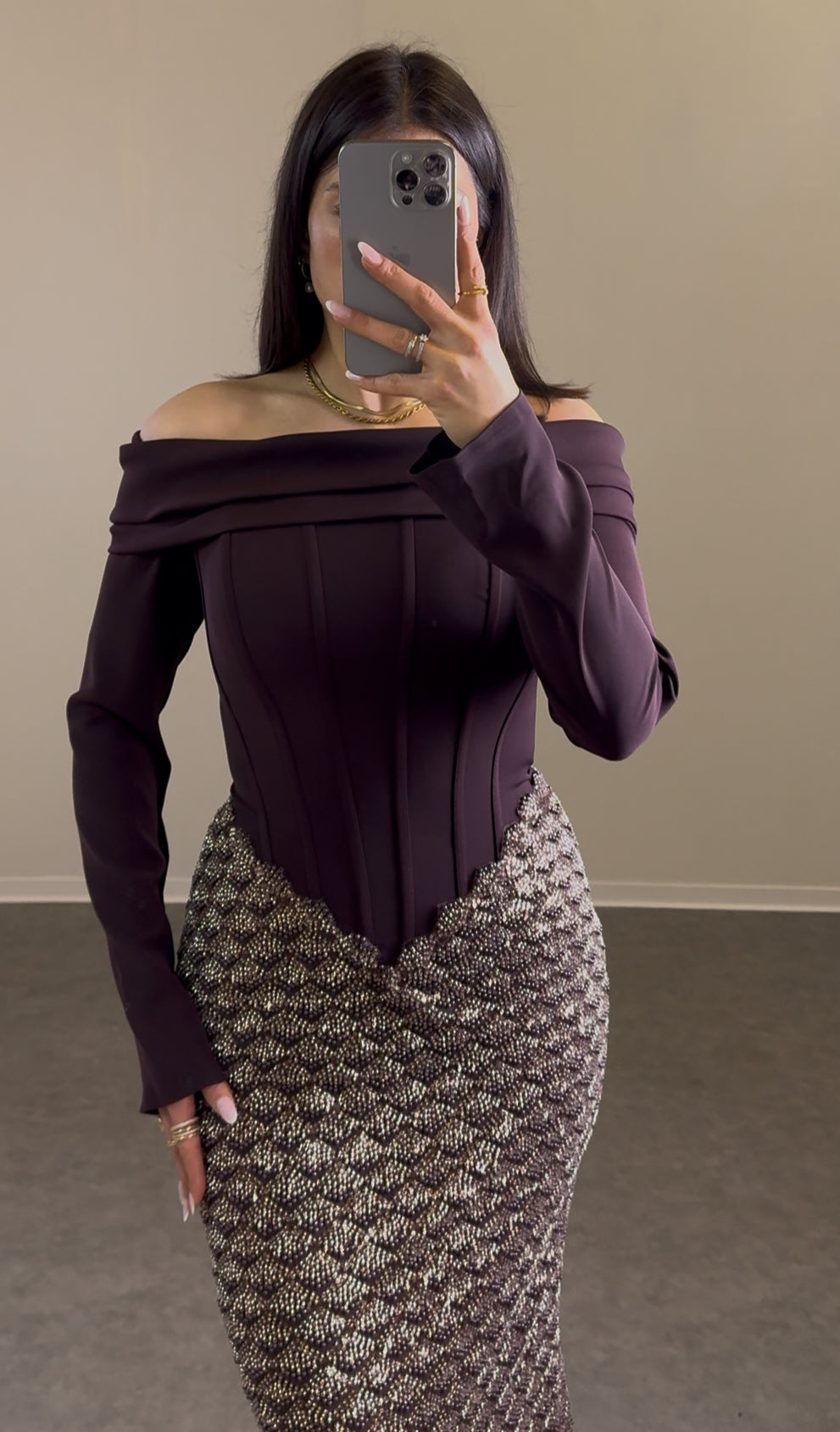 Off-Shoulder Maxikleid