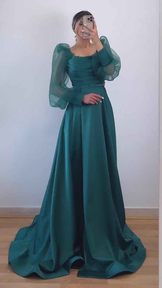 Langarm Kleid in A-Linie