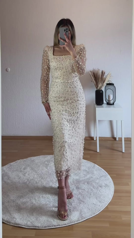 Midikleid mit Perlen