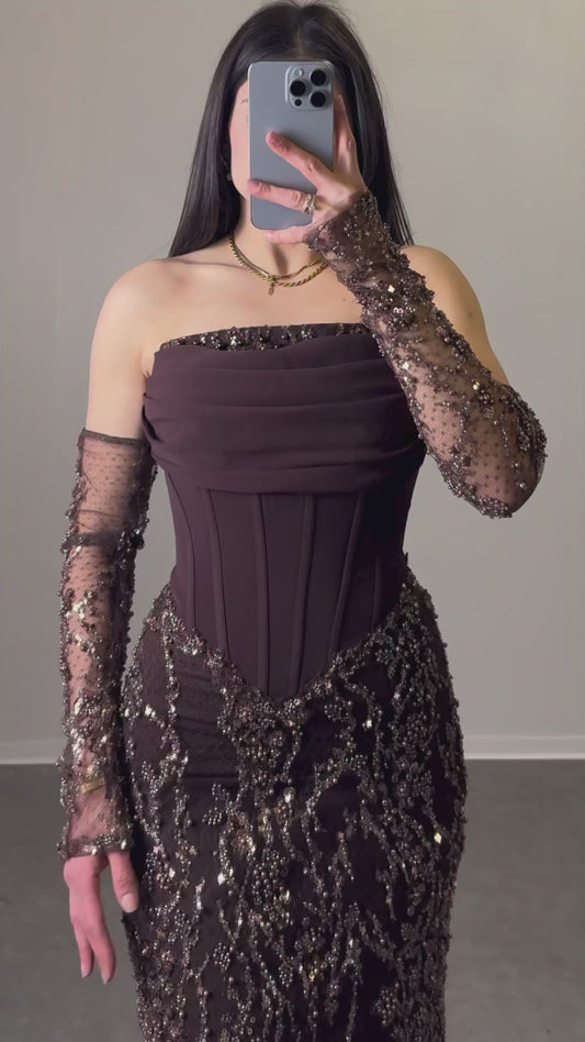 Off-Shoulder Kleid mit Korsettdetail