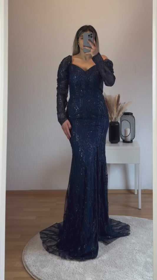 Langarm Maxikleid Off-Shoulder