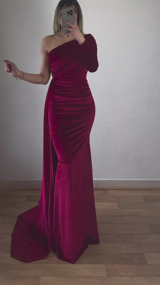 Oneshoulder Samtkleid