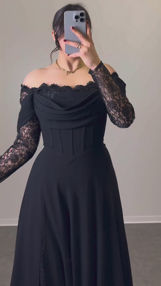 Off-Shoulder Kleid in A-Linie