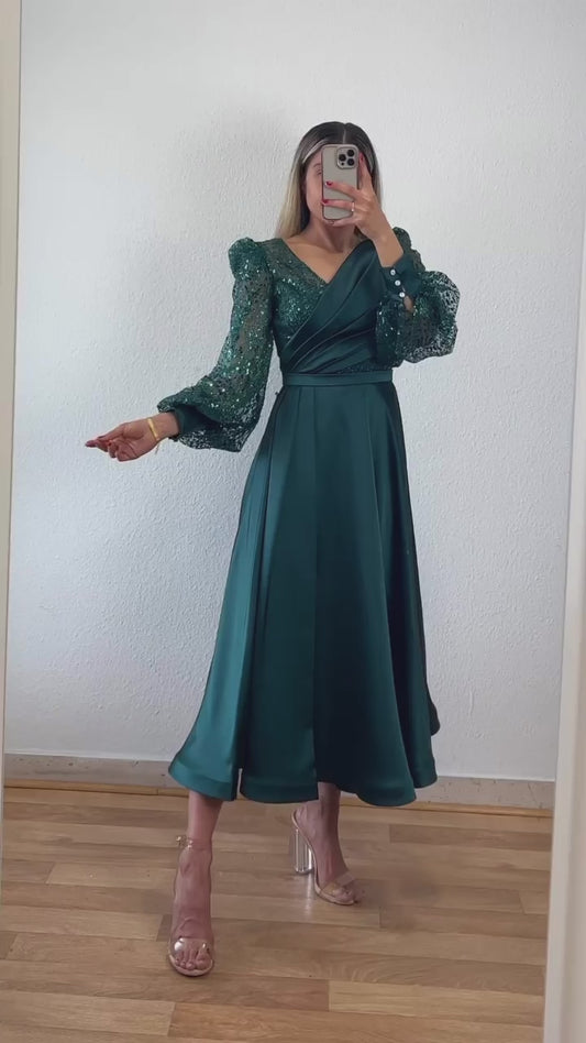Langarm Midikleid