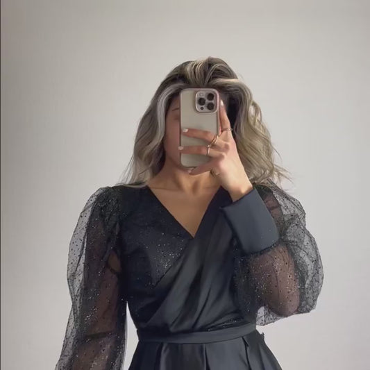 Midikleid mit Ballonärmeln