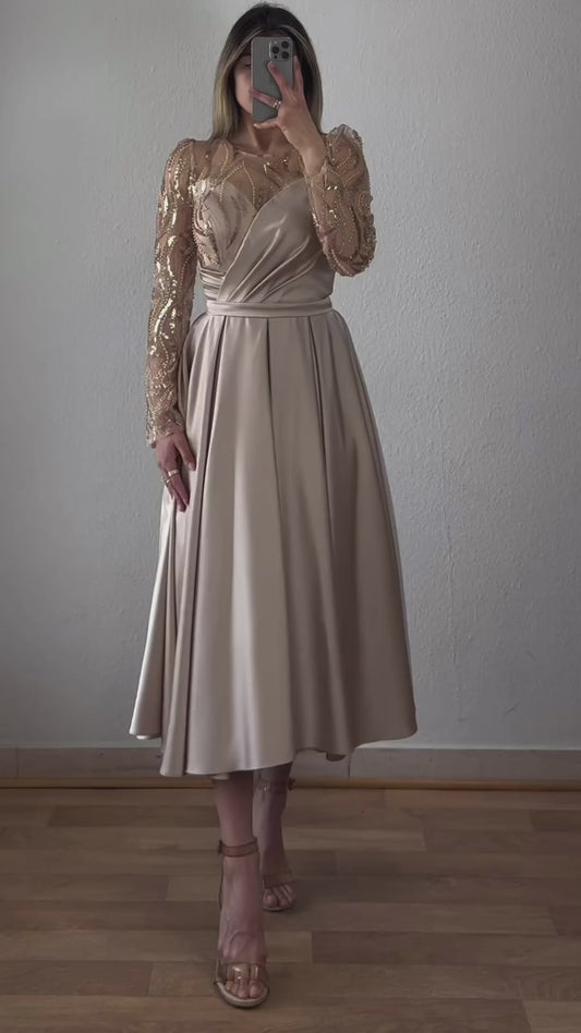 Langarm Midikleid