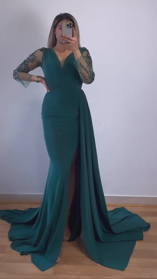 Langarm Maxikleid mit Applikationen