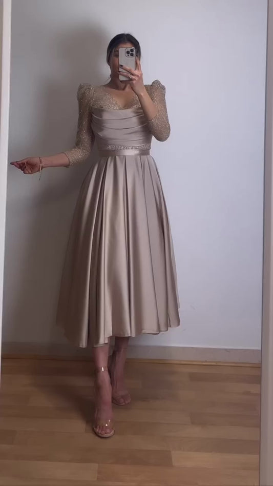 Drappiertes Midikleid