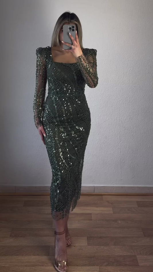 Midikleid mit Applikationen